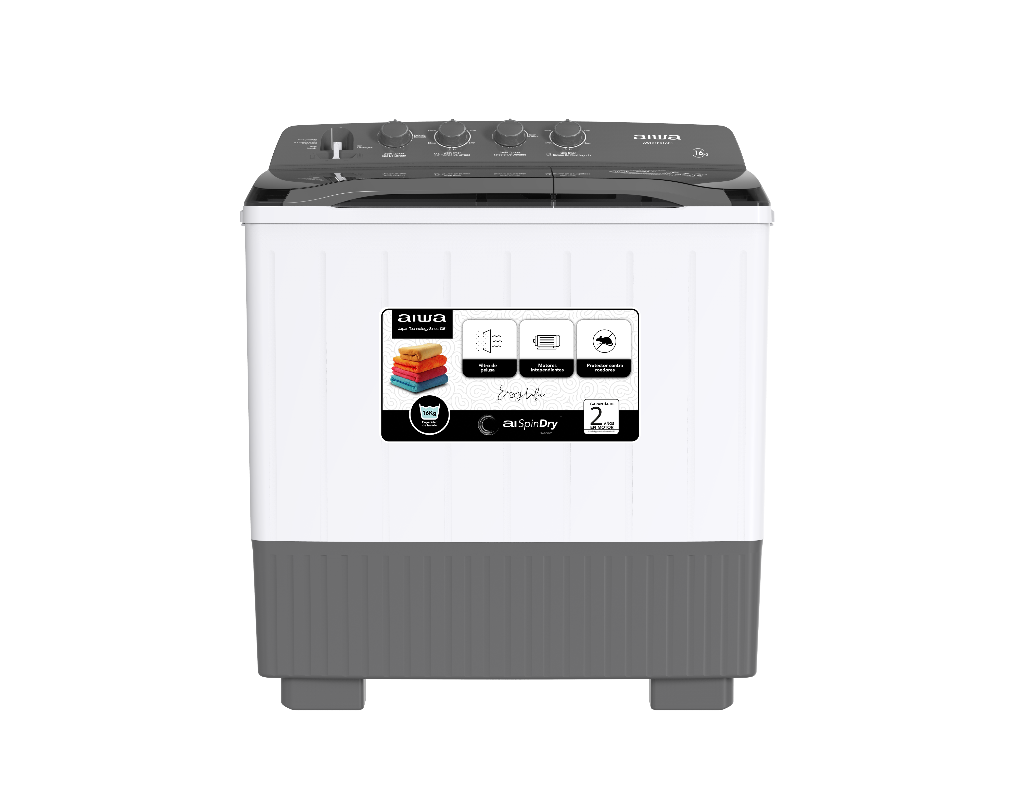 Lavadora semiautomática de doble tina AIWA